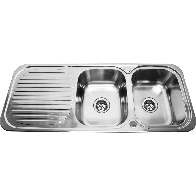 BADUNDKUCHE BK118 TRADITIONELL SQUARE SOFT EDGE DOUBLE BOWL SINK STAINLESS STEEL