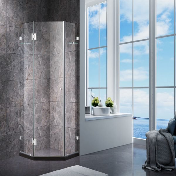BADUNDKUCHE BKD900 SHOWER SCREENS DIAMOND SHAPE FRAMELESS SCREEN 900 X 2000MM CHROME