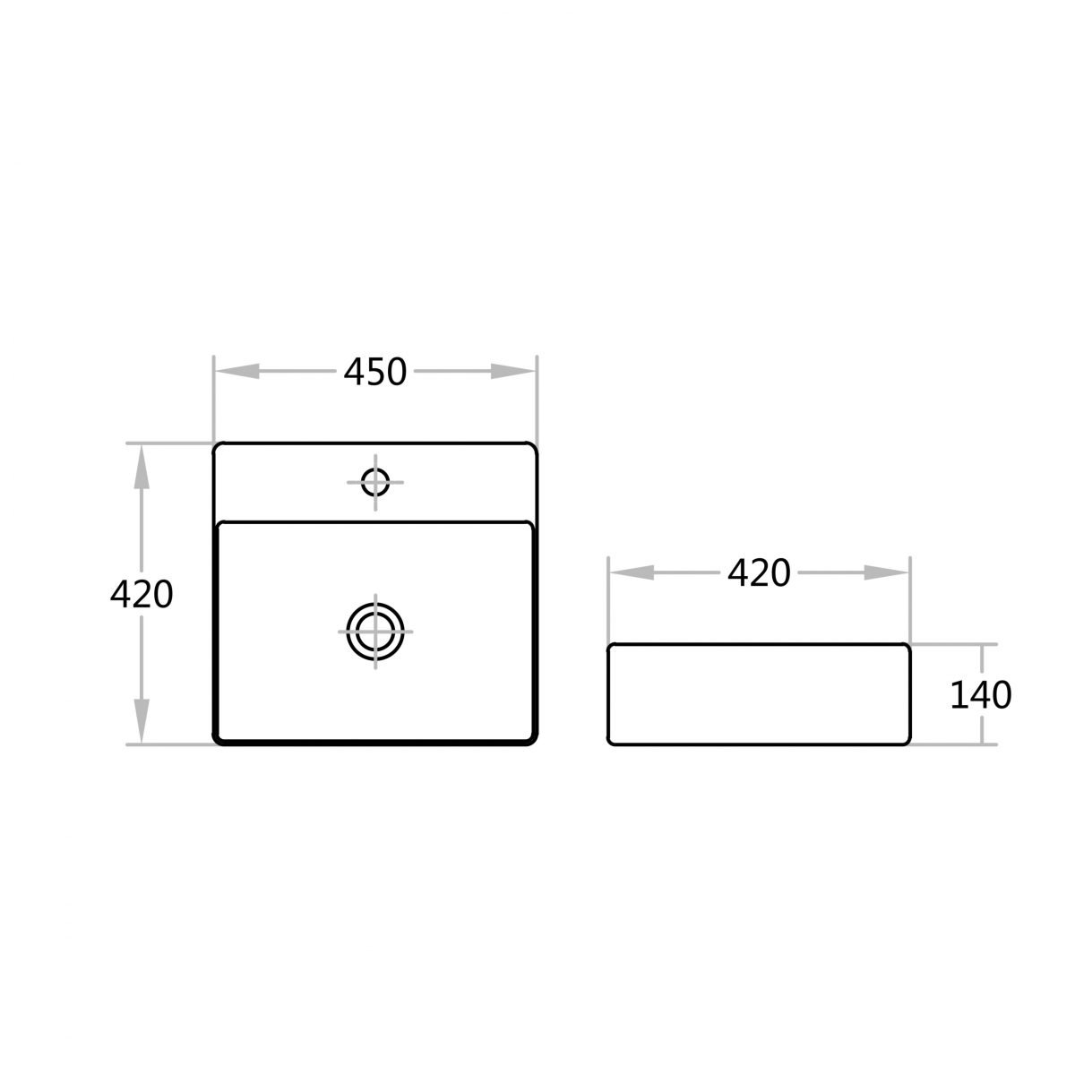 POSEIDON B4542 Above Counter Basins 450*420*140mm Gloss White