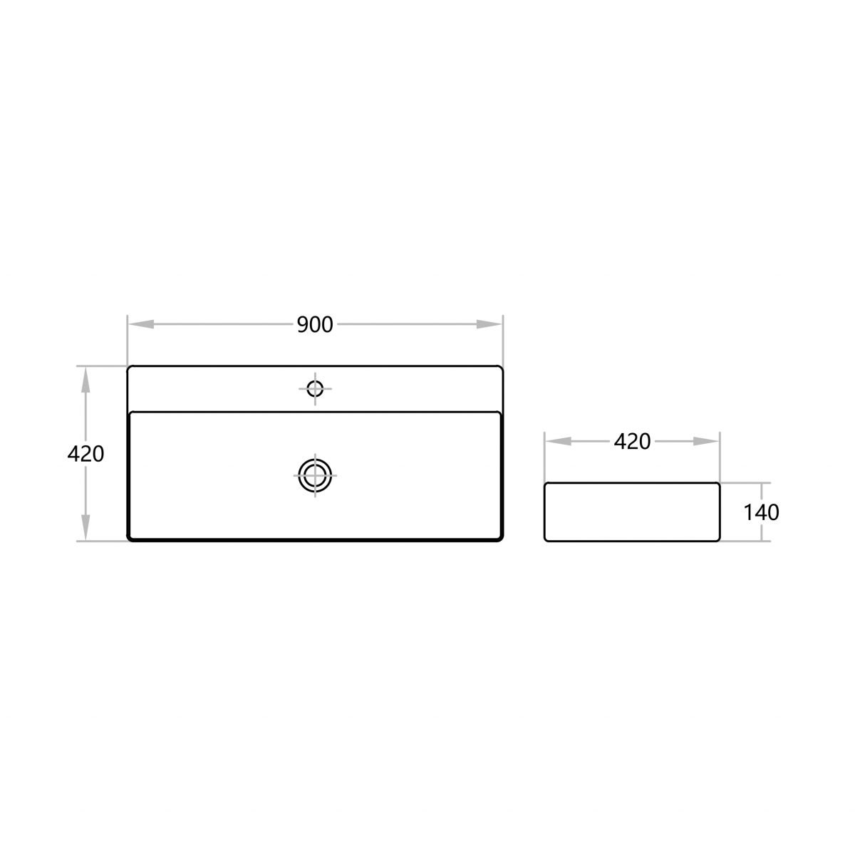 POSEIDON B9042 Above Counter Basins 900*420*140mm Gloss White