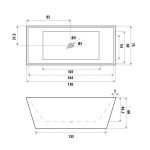 LINKWARE B-7102 LAUREN 1700mm FREESTANDING BATHTUB ACRYLIC / CRYSTAL FINISH