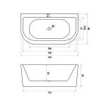 LINKWARE B7110 LOUI 1500mm WALL EDGE BATHTUB ACRYLIC / CRYSTAL FINISH