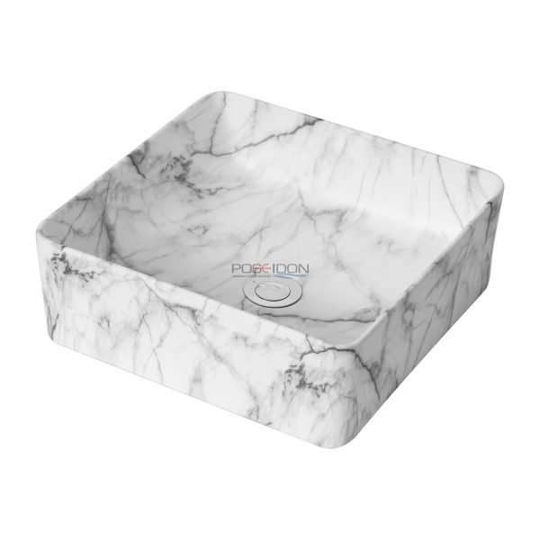 POSEIDON PA3737CRA ABOVE COUNTER BASIN 370*370*130MM MATTE WHITE CARRARA