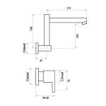 Technical Drawing Bo Lauren Wall Sink Set P8661BOL 300x300