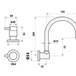 Technical Drawing Elle Wall Sink Set P3161B 300x300