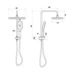 Technical Drawing Huntingwood Twin Shower T9781 300x300