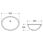 POSEIDON K407 Gloss White Under Mount Basins 500*400*200mm Gloss white