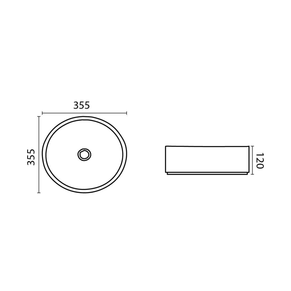 POSEIDON PA3535 Ultra Slim Above Counter Basins 346*346*114mm Gloss White