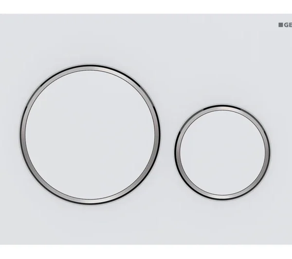 GEBERIT 115.882.KJ.1 SIGMA20 ROUND DUAL FLUSH BUTTONS MATTE WHITE WITH CHROME TRIM