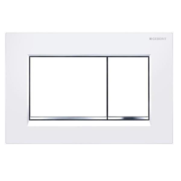 GEBERIT 115.883.KJ.1 SIGMA30 SQUARE DUAL FLUSH BUTTONS WHITE WITH CHROME TRIM