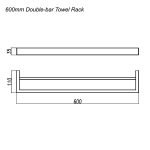 NORICO AR72 CAVALLO SQUARE DOUBLE TOWEL RAIL 600MM CHROME AND COLOURED