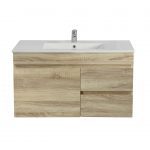 POSEIDON B73RW-WO BERGE SLIM MDF WALL HUNG VANITY RIGHT SIDE DRAWERS 740*500*350 WHITE OAK