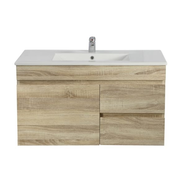 POSEIDON B74RW-WO BERGE MDF WALL HUNG VANITY RIGHT SIDE DRAWERS 740*500*450MM WHITE OAK