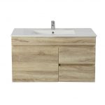 POSEIDON B94RW-WO BERGE MDF WALL HUNG VANITY RIGHT SIDE DRAWERS 890*500*450MM WHITE OAK
