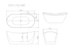 UNICASA DISNEY FREESTANDING ULTRA THIN BATH GLOSS WHITE