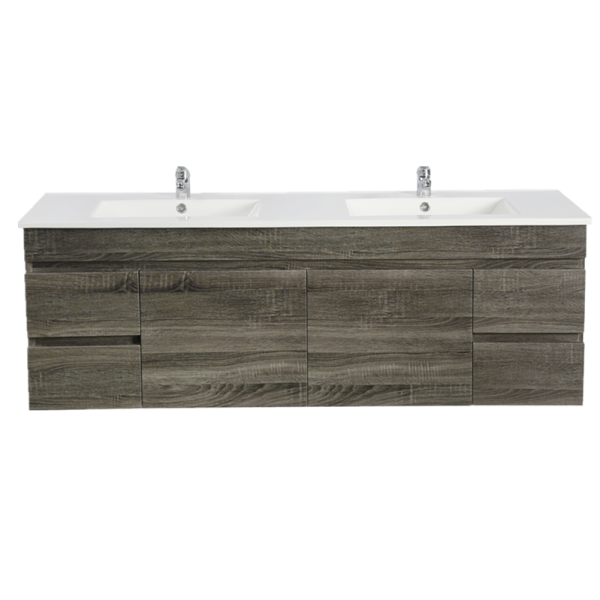 POSEIDON B154W-DG BERGE MDF WALL HUNG VANITY BOTH SIDE DRAWERS 1490*500*450MM DARK GREY