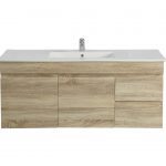 POSEIDON B124RW-WO BERGE MDF WALL HUNG VANITY RIGHT SIDE DRAWERS 1190*500*450MM WHITE OAK