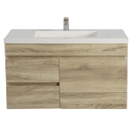 POSEIDON B94LW-WO BERGE MDF WALL HUNG VANITY LEFT SIDE DRAWERS 890*500*450MM WHITE OAK