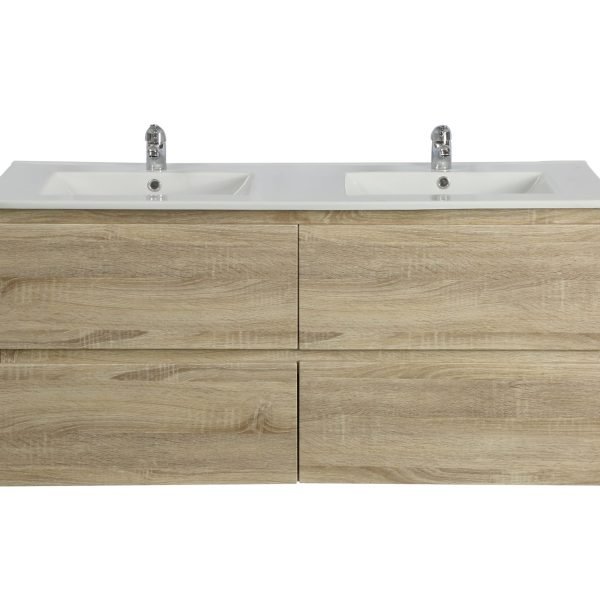 POSEIDON Q1546WO QUBIST MDF WALL HUNG VANITY FOUR DRAWERS 1500*550*460MM WHITE OAK