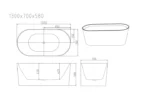 UNICASA ISEO FREESTANDING ULTRA SLIM BATH GLOSS WHITE