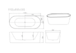 UNICASA ISEO FREESTANDING ULTRA SLIM BATH GLOSS WHITE