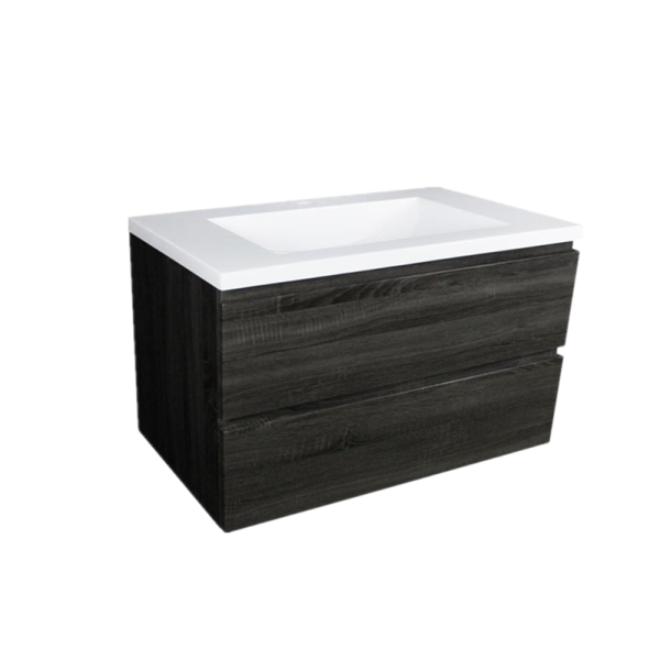 POSEIDON Q1246DG QUBIST MDF WALL HUNG VANITY DOUBLE DRAWERS 1200*550*460MM DARK GREY