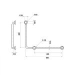 LINKWARE LC106 LINKCARE L SHAPED HANDRAIL RIGHT CHROME