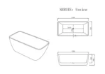 UNICASA VE-1500-W VENICE FREESTANDING BATH 1500MM GLOSS WHITE