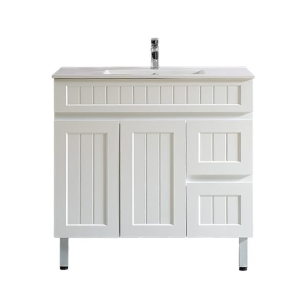 POSEIDON AC94RL-MW ACACIA SHAKER FLOOR STANDING VANITY RIGHT SIDE DRAWERS MATTE WHITE