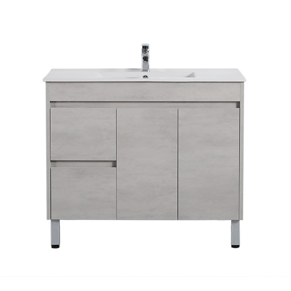 POSEIDON NC94LLG NOVA FLOOR STANDING VANITY LEFT SIDE DRAWERS CONCRETE GREY
