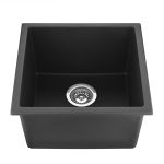 POSEIDON QKS3845-MB QUARTZ UNDERMOUNT SINGLE BOWL KITCHEN SINK 381*457*220MM MATTE BLACK