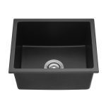 POSEIDON QKS4343-MB QUARTZ UNDERMOUNT SINGLE BOWL KITCHEN SINK 432*432*246MM MATTE BLACK