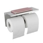 AQUAPERLA 6114.TR IVANO DOUBLE TOILET PAPER HOLDER WITH COVER CHROME AND BLACK