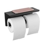 AQUAPERLA 6114.TR IVANO DOUBLE TOILET PAPER HOLDER WITH COVER CHROME AND BLACK