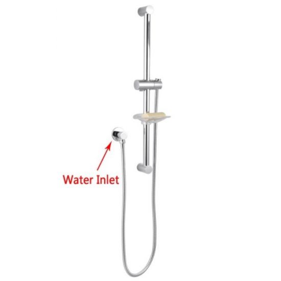 AQUAPERLA CH2148.SH.N SQUARE SHOWER RAIL SLIDING HOLDER WITH SOAP DISH, WATER HOSE & WALL CONNECTOR ONLY CHROME