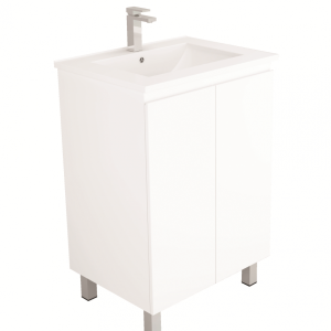 UNICASA BI-60L-GW BIANCA SERIES FLOOR-STANDING VANITY WITH CERAMIC BASIN / CABINET ONLY (GLOSS WHITE)