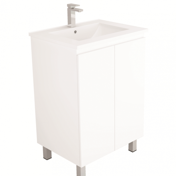 UNICASA BI-60L-GW BIANCA SERIES FLOOR-STANDING VANITY WITH CERAMIC BASIN / CABINET ONLY (GLOSS WHITE)