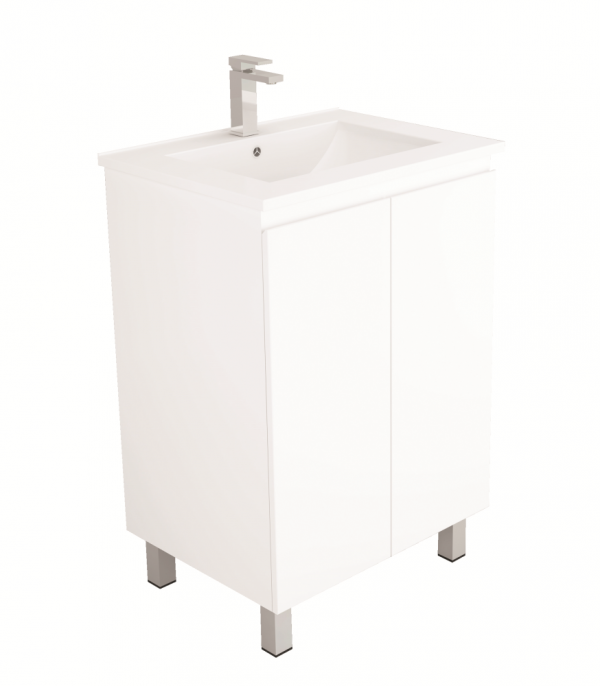 UNICASA BI-60L-GW BIANCA SERIES FLOOR-STANDING VANITY WITH CERAMIC BASIN / CABINET ONLY (GLOSS WHITE)