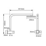 AQUAPERLA CH2140.SH.N+CH0002.SH+CH-S8.HHS SQUARE 10" SHOWER STATION TOP WATER INLET CHROME