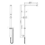 AQUAPERLA CH2150.SH.N SQUARE SHOWER STATION WIDE RAIL WITHOUT SHOWER HEAD AND HANDHELD SHOWER CHROME