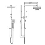 AQUAPERLA CH2150.SH.N+CH0002.SH+CH-S8.HHS SQUARE WIDE RAIL SHOWER STATION TOP WATER INLET WITH 3 FUNCTIONS HANDHELD SHOWER CHROME