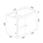 UNICASA BI-75W-GW BIANCA WALL HUNG MDF VANITY 750MM GLOSS WHITE