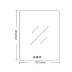 UNICASA LED-6075-SQ LUNA RECTANGLE FRAMELESS LED MIRROR 600x750MM