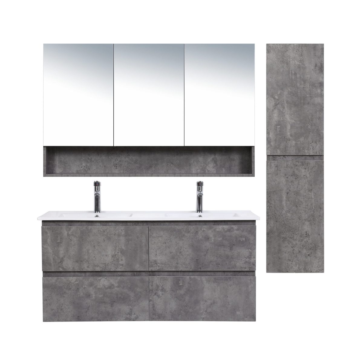 UNICASA LU-1200-RC LUNA WALL-HUNG VANITY WITH CERAMIC BASIN / CABINET ONLY (ROCK CEMENTO)