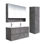 UNICASA LU-1200-RC LUNA WALL-HUNG VANITY WITH CERAMIC BASIN / CABINET ONLY (ROCK CEMENTO)