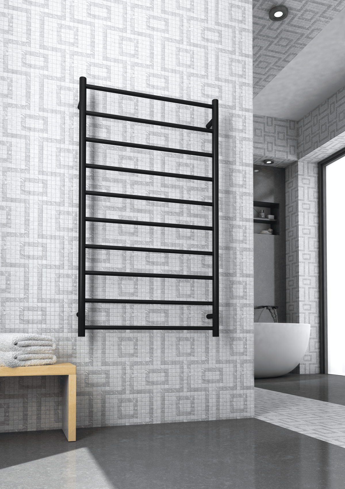 THERMOGROUP SR69MB ROUND LADDER HEATED TOWEL RAIL MATT BLACK