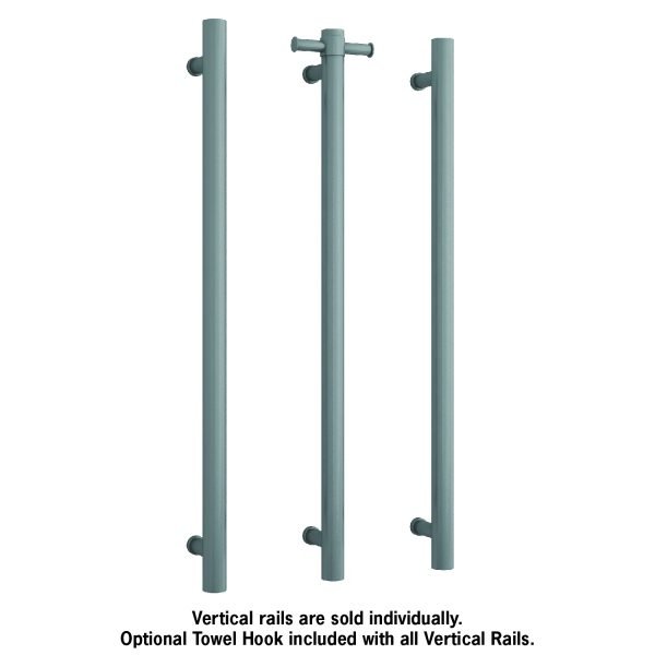 THERMOGROUP VS900HGM ROUND VERTICAL SINGLE HEATED TOWEL RAIL GUN METAL