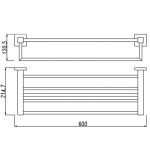 AQUAPERLA 6309.TR BLAZE TOWEL RACK 600MM CHROME AND BLACK