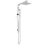 AQUAPERLA CH2150.SH.N+CH0002.SH+CH-S8.HHS SQUARE WIDE RAIL SHOWER STATION TOP WATER INLET WITH 3 FUNCTIONS HANDHELD SHOWER CHROME