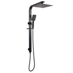 AQUAPERLA OX2150.SH.N+OX0002.SH+OX-S8.HHS SQUARE WIDE RAIL SHOWER STATION TOP WATER INLET WITH 3 FUNCTIONS HANDHELD SHOWER BLACK